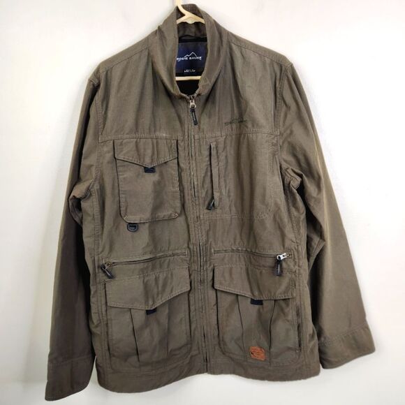 Eddie Bauer Mens Full Zip Mock Neck Multipocket Utility Field Jacket Large - Picture 1 of 11